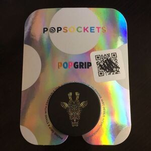 PopSocket Phone Grip Giraffe Print Black Phone Accessory NWT